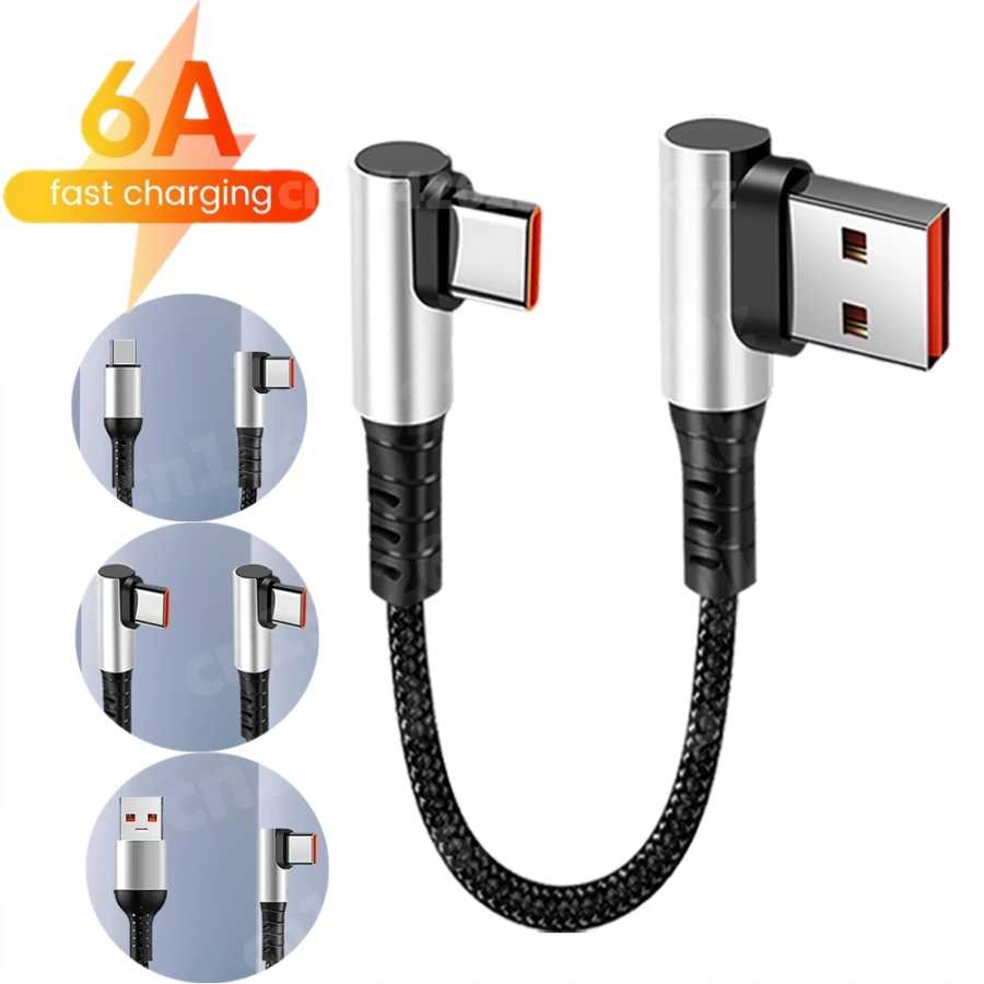 Кабель 0,25/0,5 м, угловой 90-градусный USB A, тип C к типу C, кабель для быстрой зарядки, шнур для передачи данных Power Bank для iPhone 15 cavo, USB типа c Аксессуары для мобильных телефонов