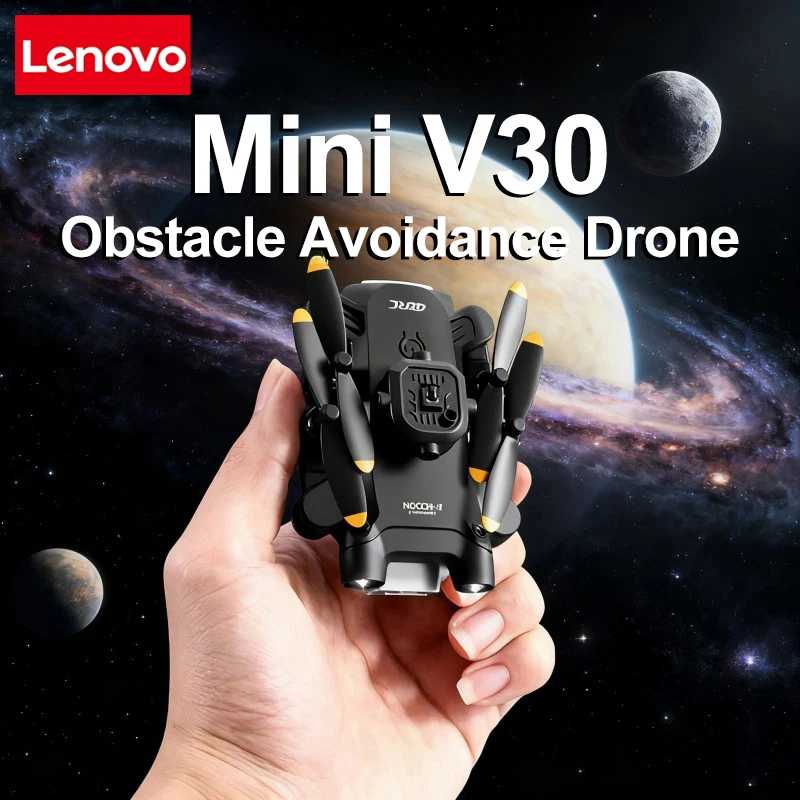 Дрон Lenovo Mini V30 8K с HD-съемкой, профессиональный радиоуправляемый FPV-дрон с пятисторонним интеллектуальным обходом препятствий, миниатюрный, удобный, с GPS Радиоуправляемые игрушки