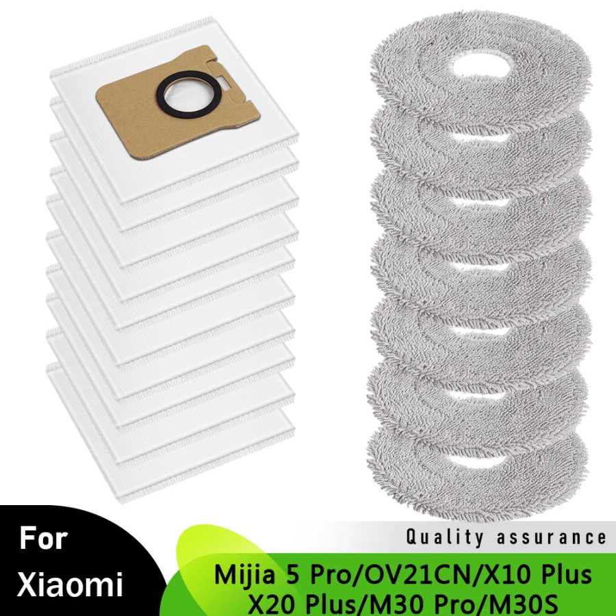 Тряпки для швабры, сменный мешок для пыли для Xiaomi 5 Pro/OV21CN/X10 Plus/X20 Plus/M30S/M30 Pro, тряпки для швабры, сумки, детали робота-пылесоса 