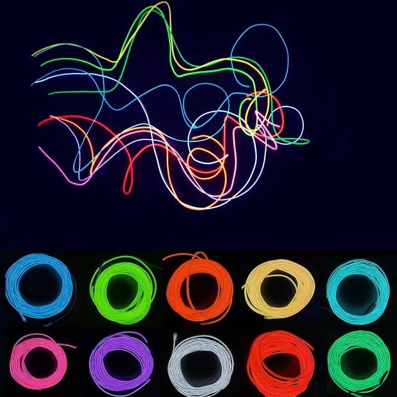 Гибкая неоновая Светодиодная лента EL Wire, водонепроницаемый разноцветный декоративный светильник для танцев и вечеринок, цвет красный, 1 м/2 м/3 м/5 м Автомобильные фары