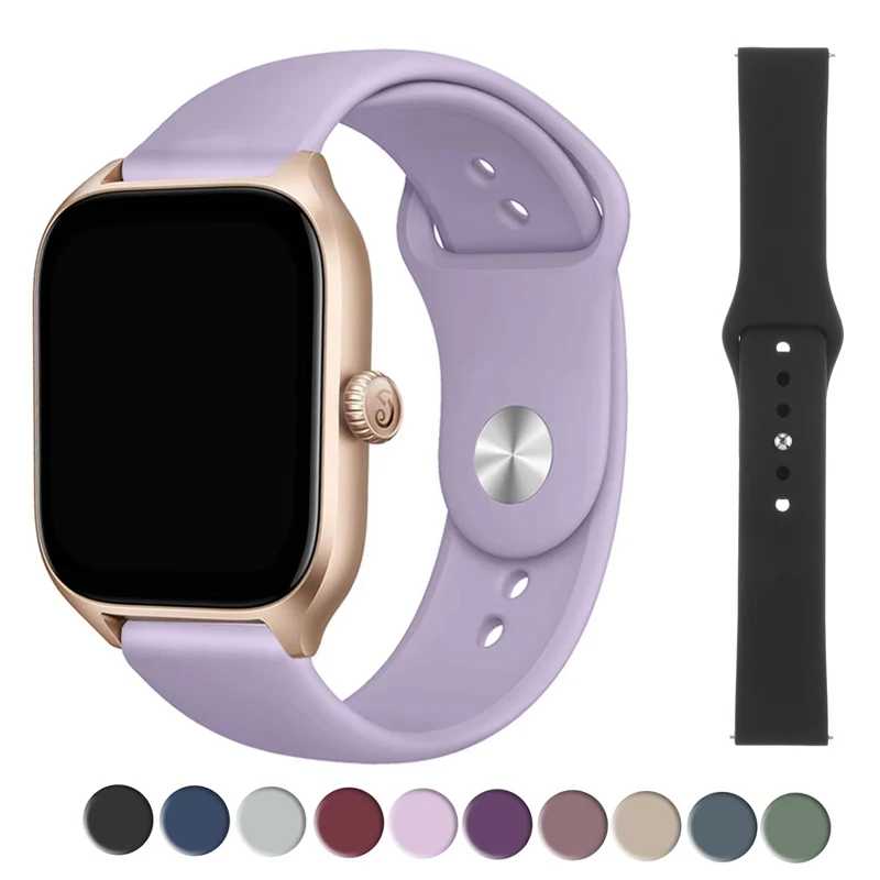 Ремешок для часов Amazfit GTS 2/4/3/GTS 2/4 Mini/GTR 4/2/2e 20 мм/22 мм, силиконовый спортивный браслет для Amazfit bip 6 5 3/u pro ремешки Аксессуары для часов