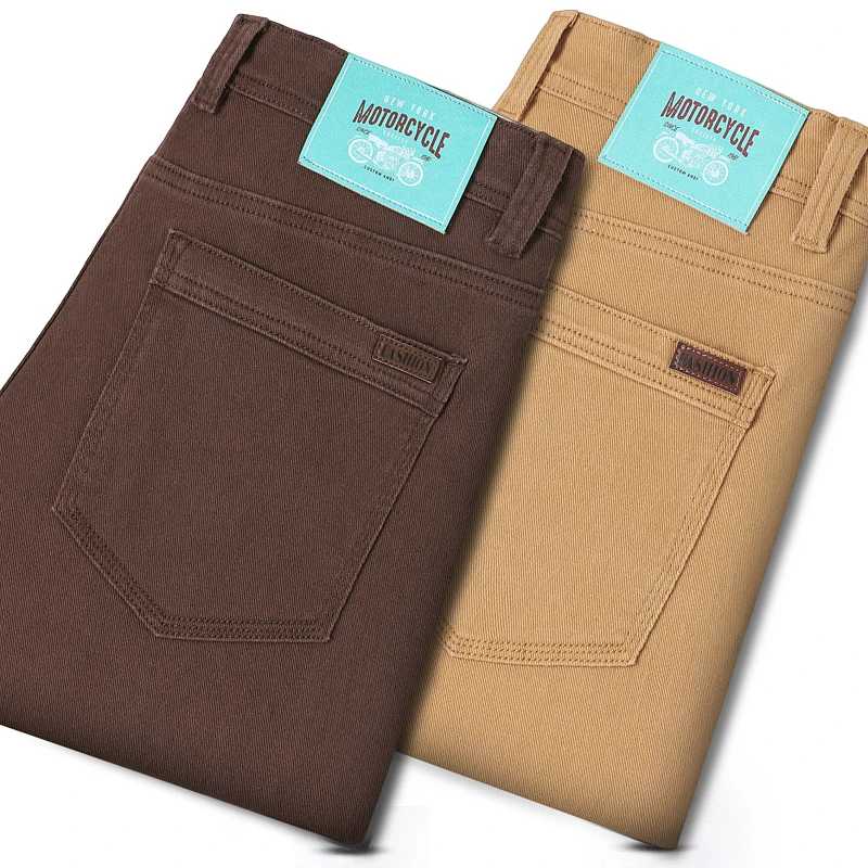 Классические мужские джинсы Slim Fit в 3 цветах для осени, высококачественные деловые повседневные брюки из эластичного денима, брендовые мужские брюки Деним (новый)