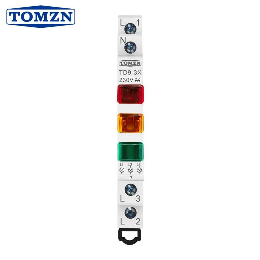 Светодиодный индикатор TOMZN TD9-3X, 230В AC/DC, 9мм, красный, желтый, зеленый, трехфазный сигнальный индикатор, лампа-индикатор DIN, сигнализация для оборудования Профессиональное освещение