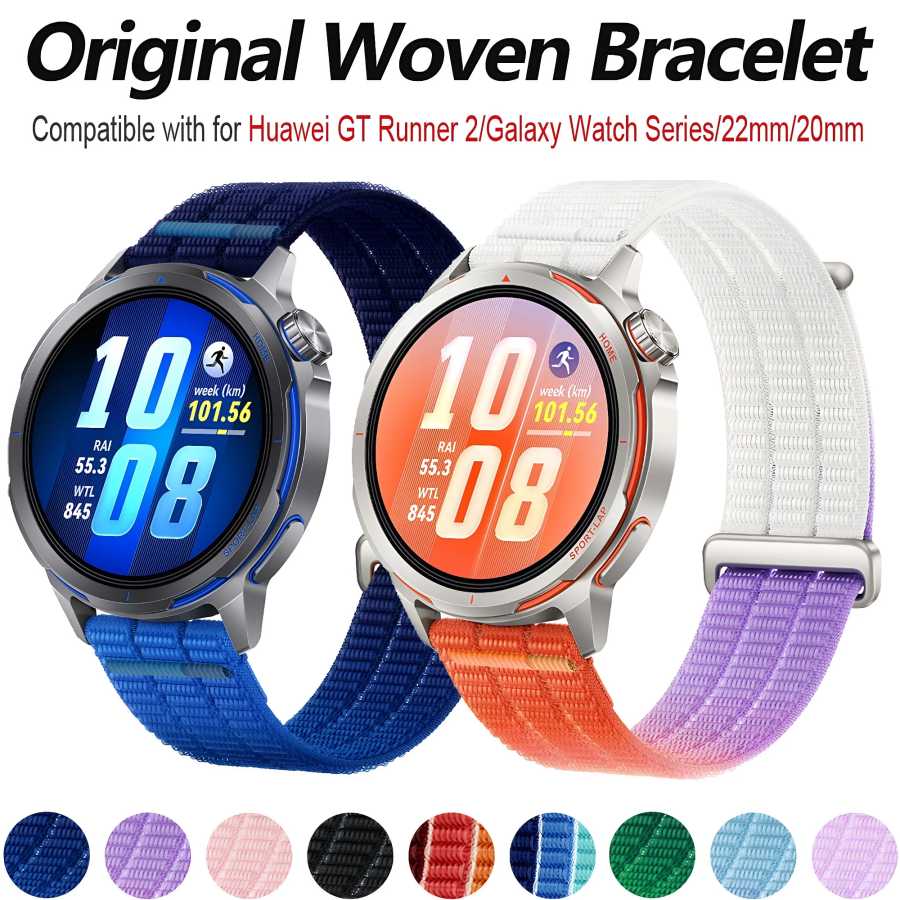 Оригинальный ремешок 1:1 для Huawei Watch GT Runner 2, спортивный нейлоновый браслет, ремешок для Galaxy Watch 7, 6, 5 Pro, 4 Classic, 20 мм, 22 мм. 