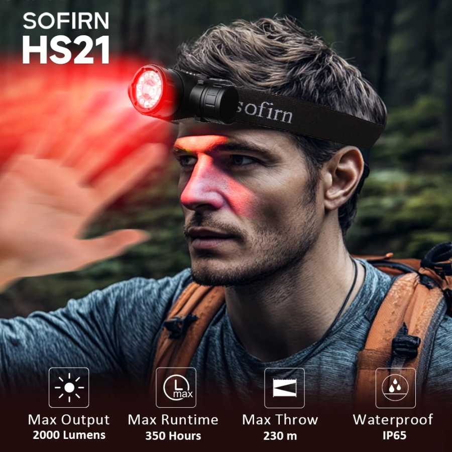 Новый мощный фонарь SOFIRN HS21 SFT40 2000 лм EDC с красным светом, USB-C, 6000K, с инфракрасным датчиком, на аккумуляторе 18650 Портативное освещение