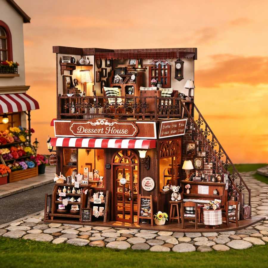 Фотография №1 товара Милый кондитерский магазин 3D DIY деревянная головоломка книжный уголок комплект-книжная