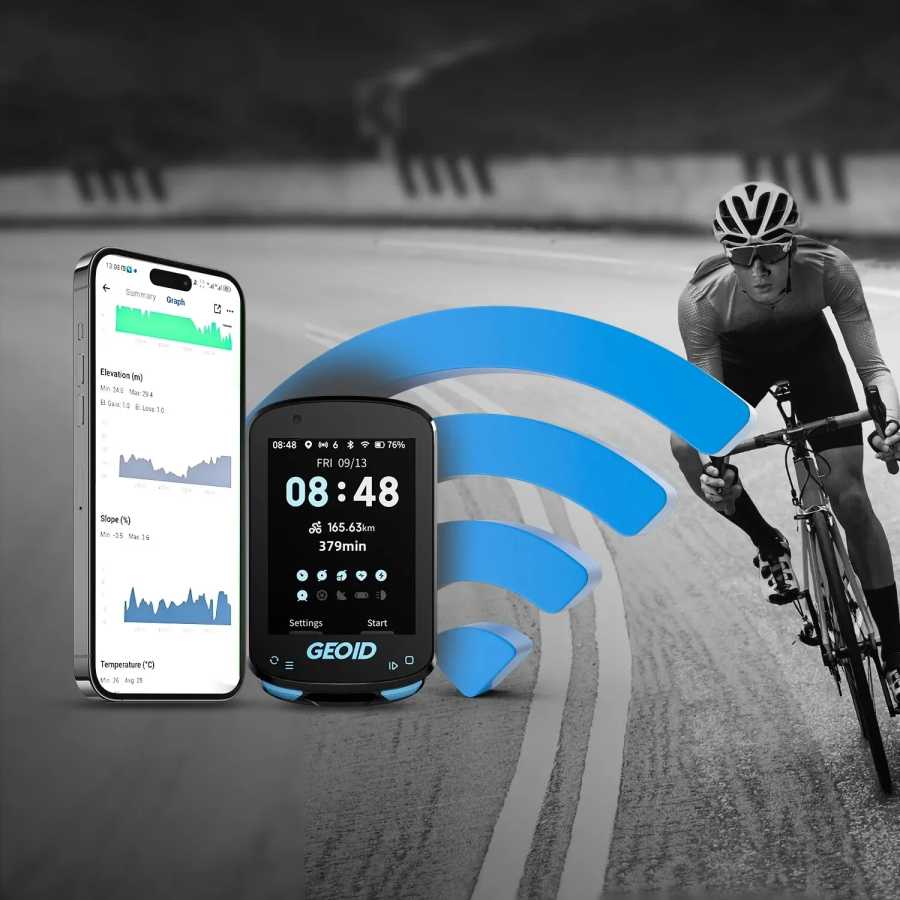 Фотография №1 товара Велокомпьютер GEOID GPS с цветным экраном, умная навигация, одометр, беспроводной