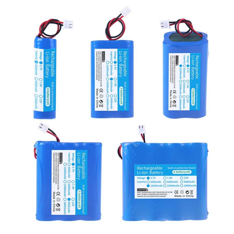 Литий-ионный аккумулятор 18650 3.7V 3000mAh 6000mAh 9000mAh 12000mAh + разъем PH2.0-2P для Bluetooth-колонок, мини-плееров, солнечных фонарей Аксессуары и запчасти