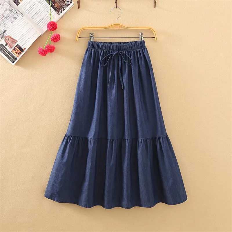 spodnice maxi boho Джинсовые юбки с оборками faldas midi mujer moda Повседневные джинсовые юбки Лоскутные юбки больших размеров Vestidos Юбки по индивидуальному заказу