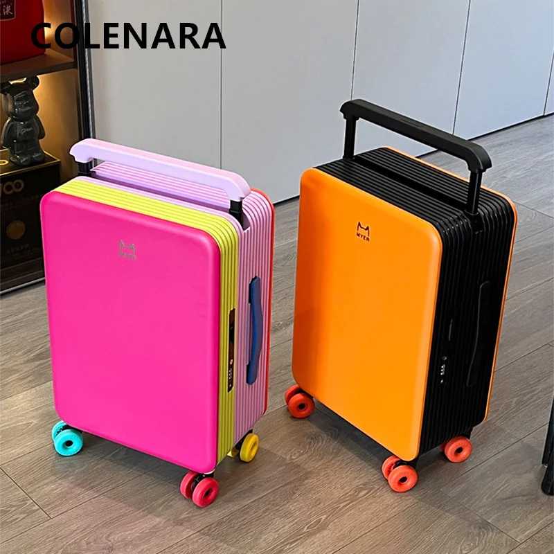 Чемодан COLENARA 20/24 дюйма, высококачественный из ABS+PC, ручная кладь, женский чемодан на колесиках, студенческий чемодан с кодовым замком, мужской багаж для ручной клади Багажные сумки