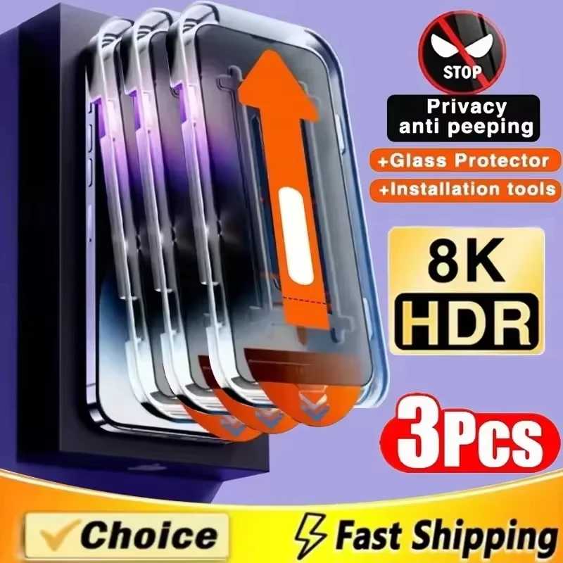 Олеофобное защитное стекло для iPhone 17 Pro Max, 16, 18, 15, 13, 11, 14, 12, Air, 16e, Mini, SE, XR с функцией защиты от пыли и легкой установкой Защитная пленка для мобильного телефона