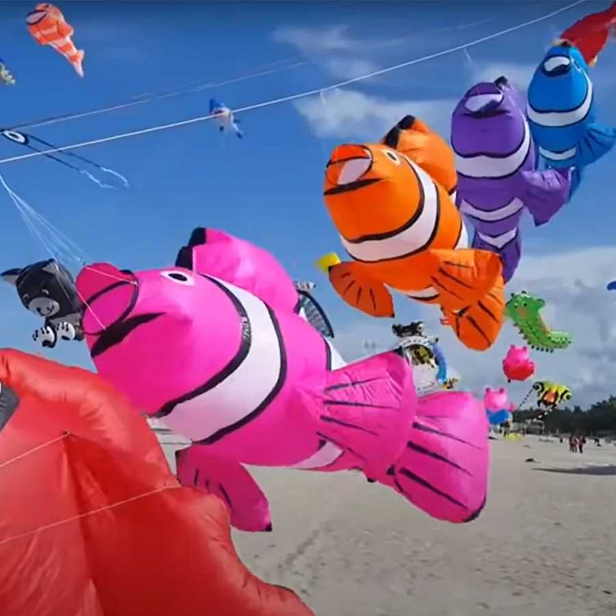 3D 2,45 м 7 цветов, Nimo рыба-клоун, подвесной воздушный змей, уличные мощные воздушные змеи, зонтик, ткань, водонепроницаемая и устойчивая к разрыву Активные игры и спорт