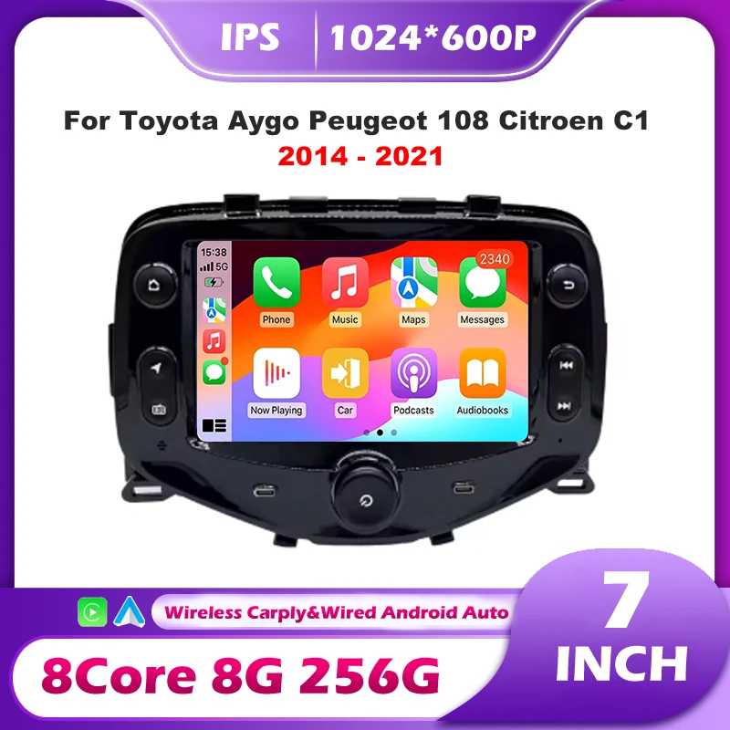 Автомагнитола Android 16 для Toyota Aygo, Peugeot 108, Citroen C1 2014-2021, мультимедийный видеоплеер, навигация, стереосистема, GPS-навигатор Автоэлектроника
