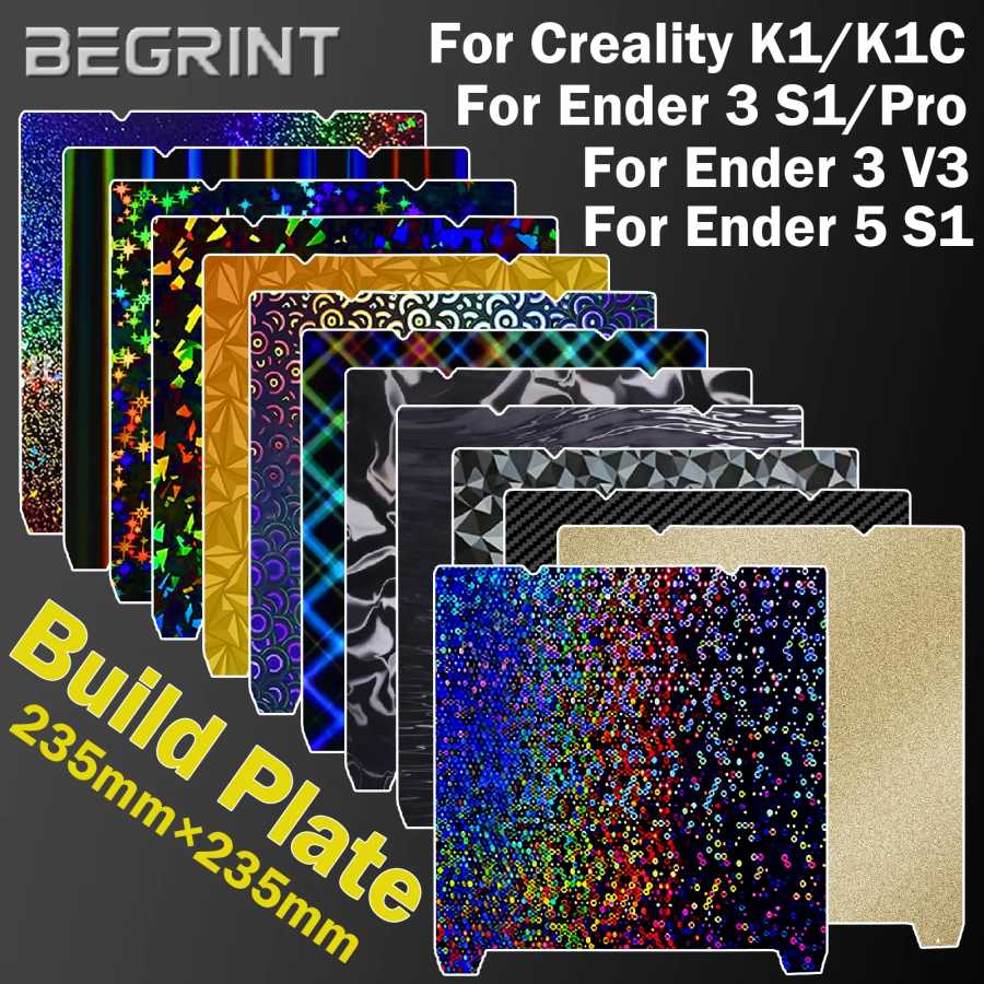 Для Creality K1 Build Plate K1C Bed Ender 3 V3 Se Ender 3 S1 Pro Plate Ender 5 S1 H1H PEO PEY PEI Лист 235x235 мм сборная пластина 3D-печать