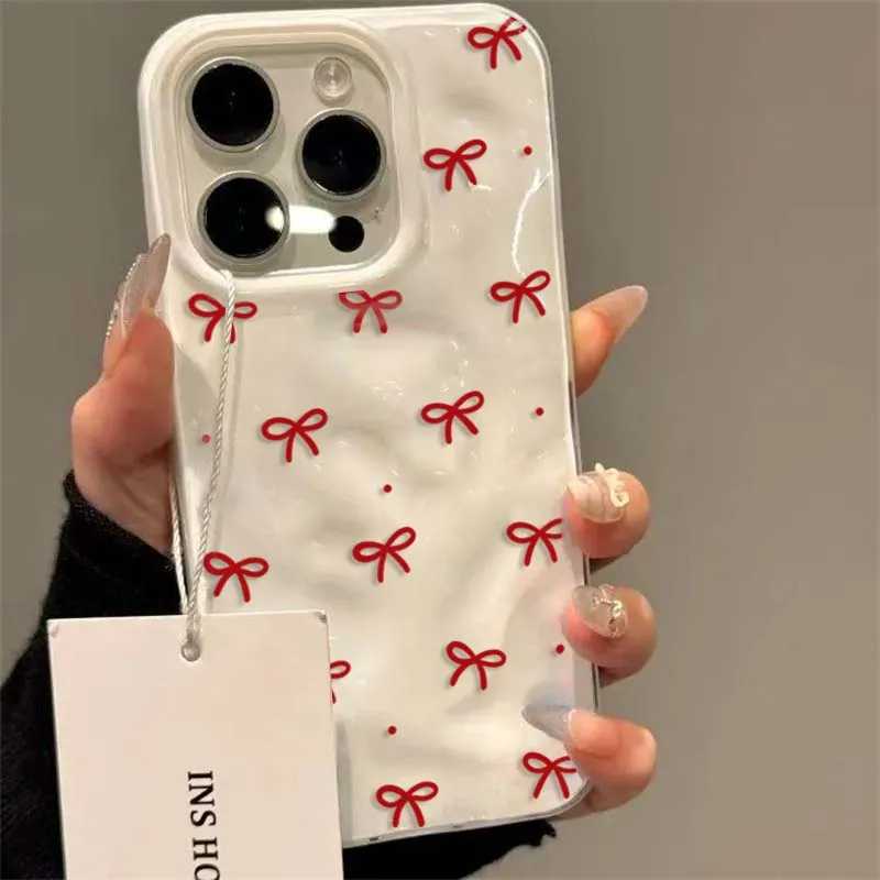 Чехол для телефона с красным бантом для iPhone 17 Air 16 15 14 13 12 11 Pro Max Girl Cover для iPhone 16 15 14 Plus 13 12 11 Чехол Funda Cover Чехлы и чехлы для мобильных телефонов