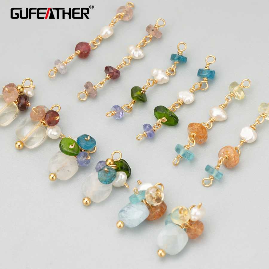 GUFEATHER, 2 шт./лот, ME28, ювелирные аксессуары, позолота 18 карат, медь, натуральный камень, ручная работа, подвески, подвески своими руками, изготовление ювелирных изделий Индивидуальные украшения