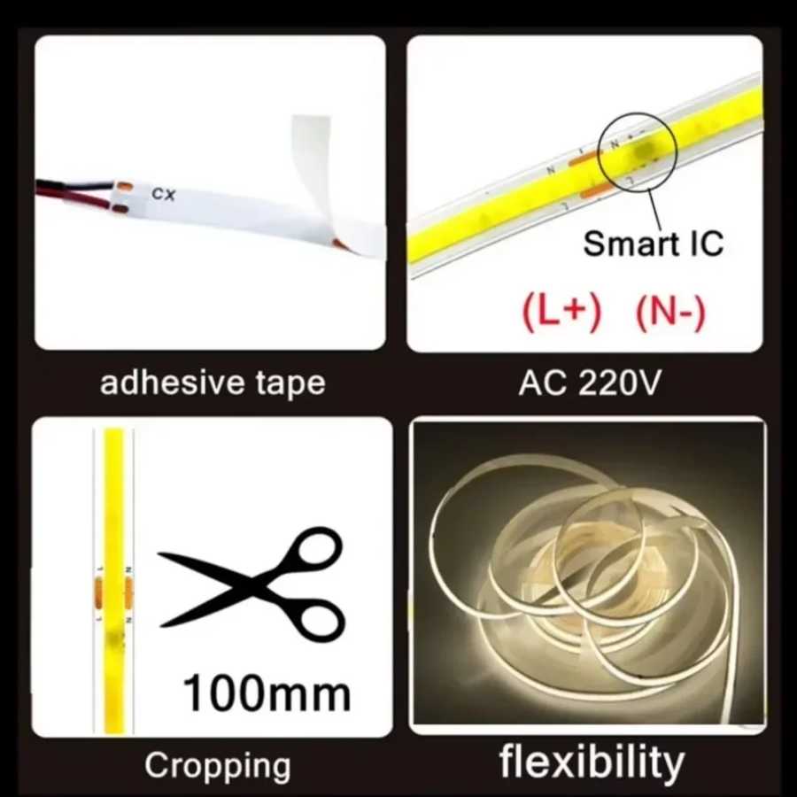 Фотография №3 товара Светодиодная лента COB 220 В Гибкая лента Smart IC Не