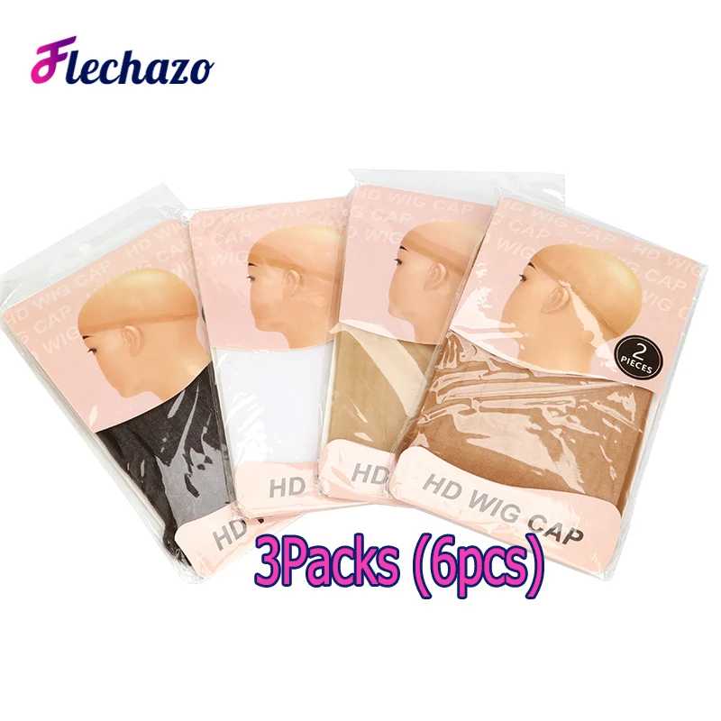 HD Wig Cap 6Pcs Ультратонкие шапочки для париков для женщин Черный Коричневый Обнаженный невидимый парик Шапочки для женщин HD Парики для кружевных передних париков Инструменты и аксессуары для волос