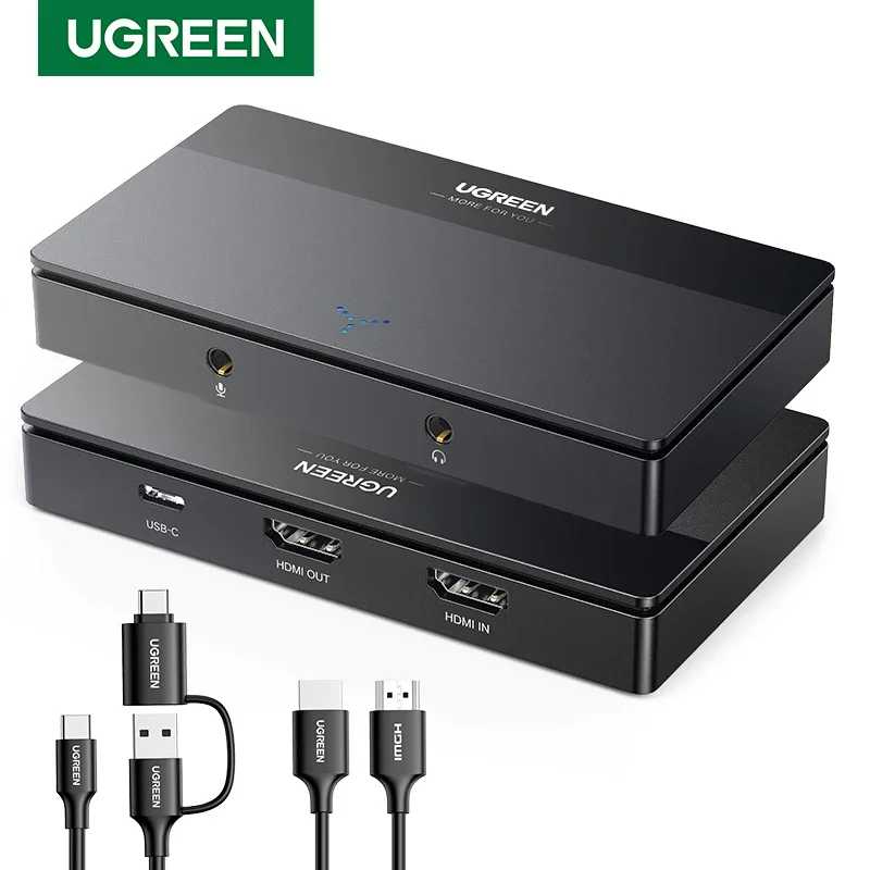 UGREEN HDMI карта видеозахвата 4K60 Гц HDMI к USB/Type-C видеозахват коробка для компьютерной камеры прямая трансляция записи встреч Видеонаблюдение