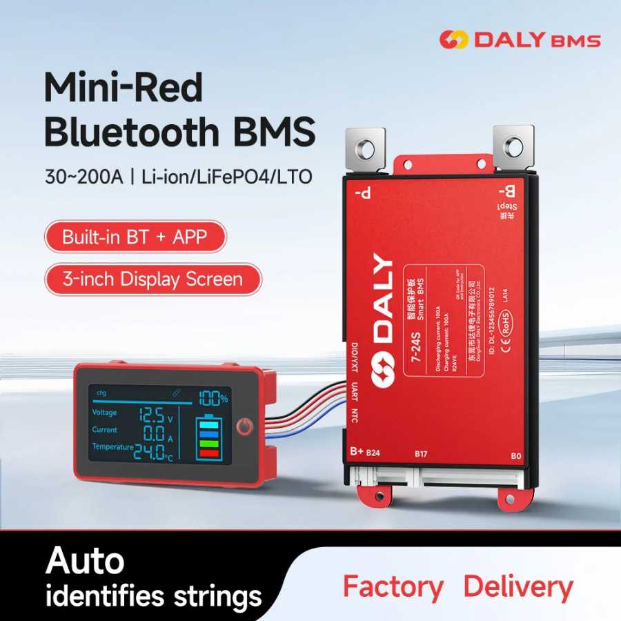 Daly Smart BMS 4S 7S 8S 13S 14S 16S 17S 20S 24S Встроенный Bluetooth 3-дюймовый ЖК-дисплей 30A 40A 60A 80A 100A 150A 200A Lifepo4 Li-Ion LTO Аксессуары и запчасти