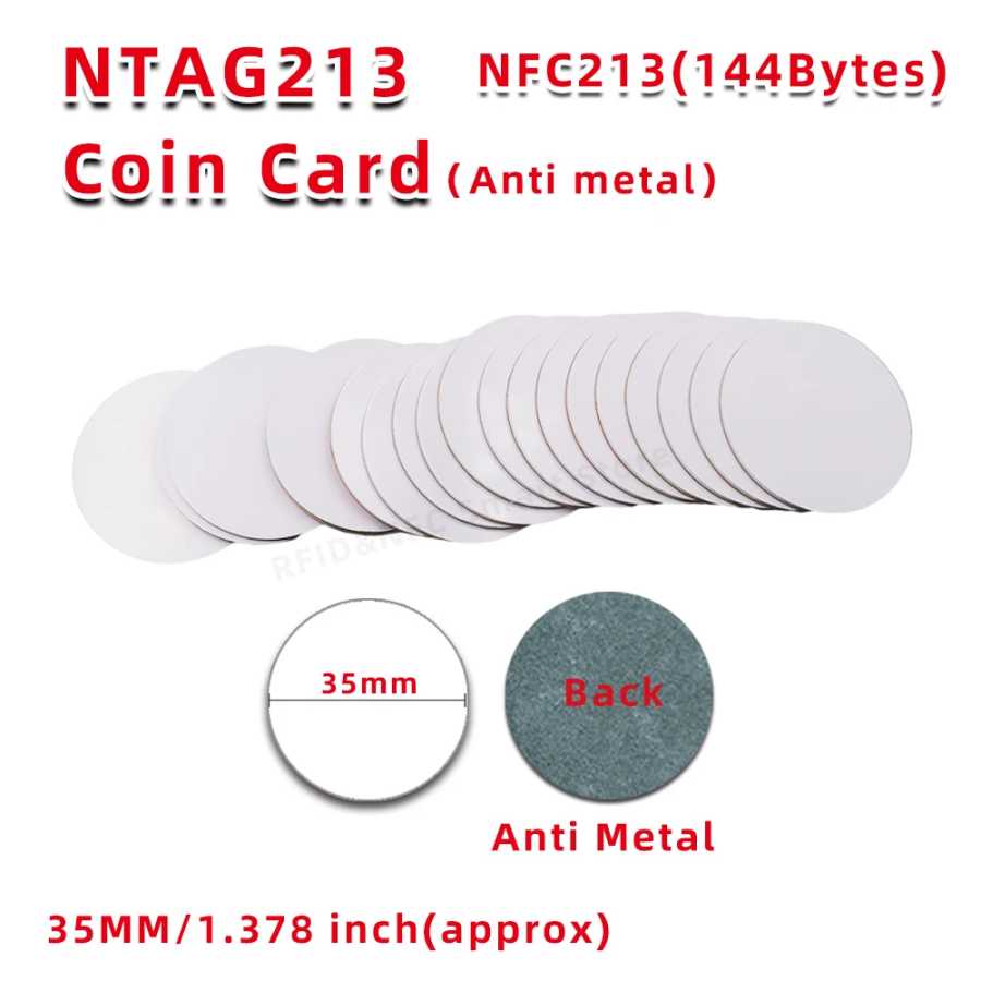 10/50/100 шт. NFC монета-карта NT/AG 213 антиметаллическая 13,56 МГц 144 байта 35 мм универсальная металлическая поверхность доступные RFID-метки Nt/ag213 nfc Доступ к автоматизации здания