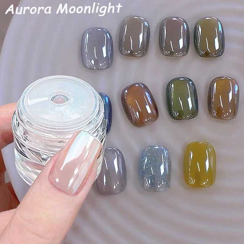 1 баночка покрытия Aurora хромированный порошок для ногтей глянцевый лунный свет зеркало тонкий блестящий пигмент Aurora жемчуг протирка пыли хромированные ногти Инструменты для дизайна ногтей
