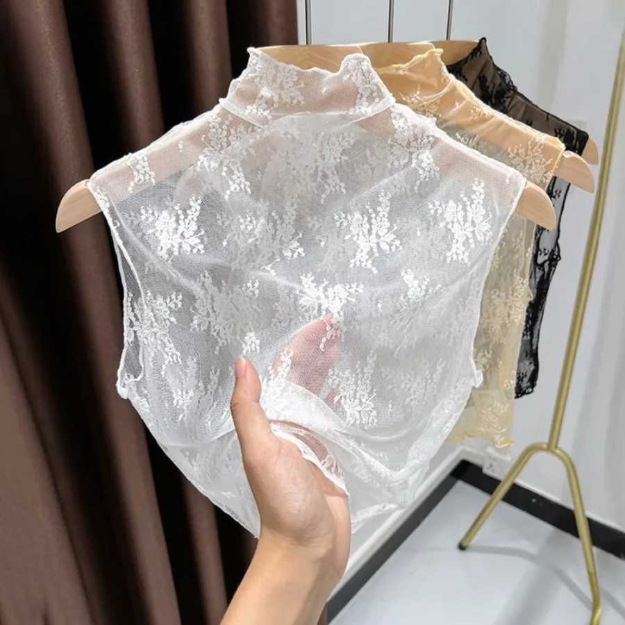 Модный кружевной цветочный искусственный воротник, съемный прозрачный накладной воротник, универсальные тонкие кружевные майки для женщин Аксессуары для рукоделия