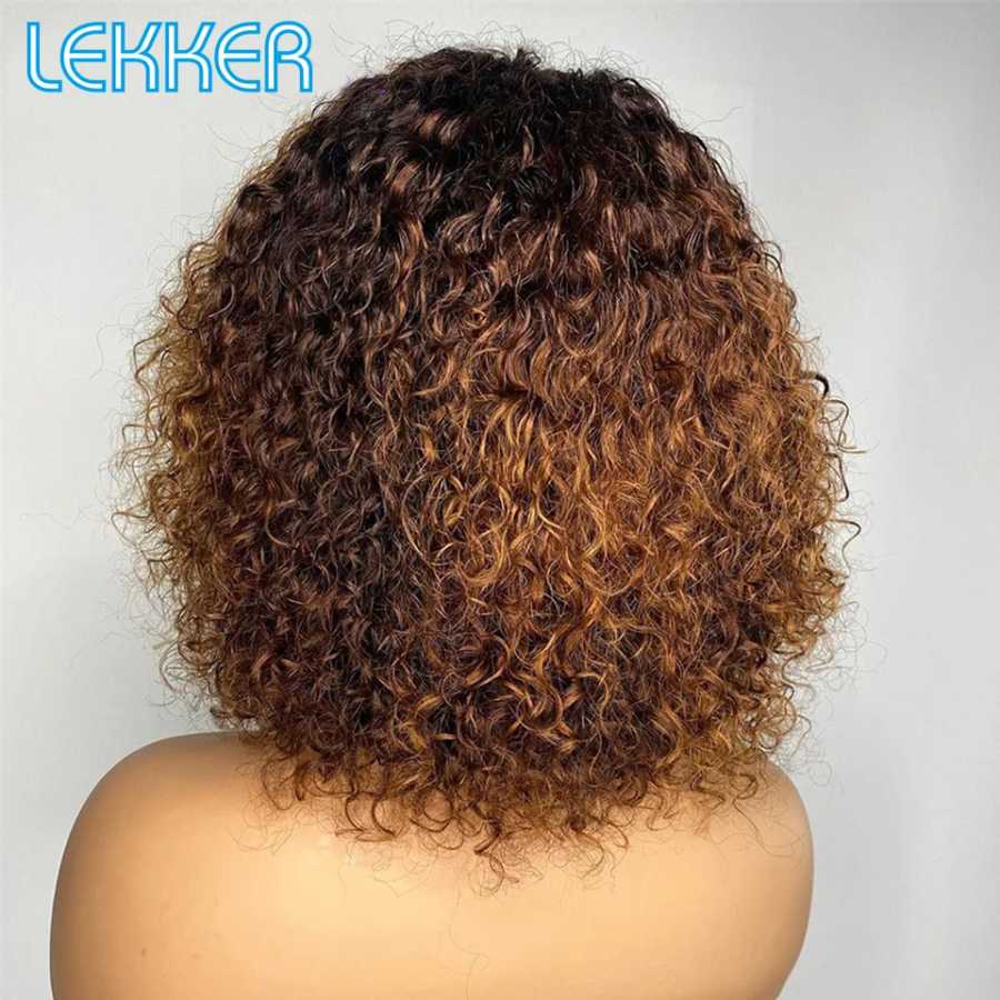 Фотография №4 товара Lekker Цветные Короткие Пикси Афро Кудрявый Боб 100% Парики Из