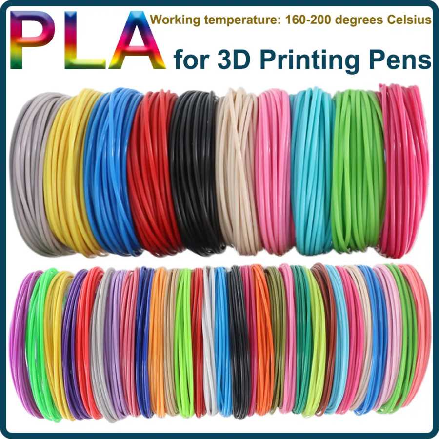 Цветная PLA-нить для печати 3D-ручками 50 м, 100 м, 150 м, 200 м, бездымный, безопасный пластиковый стержень для детских ручек для 3D-печати 3D-печать