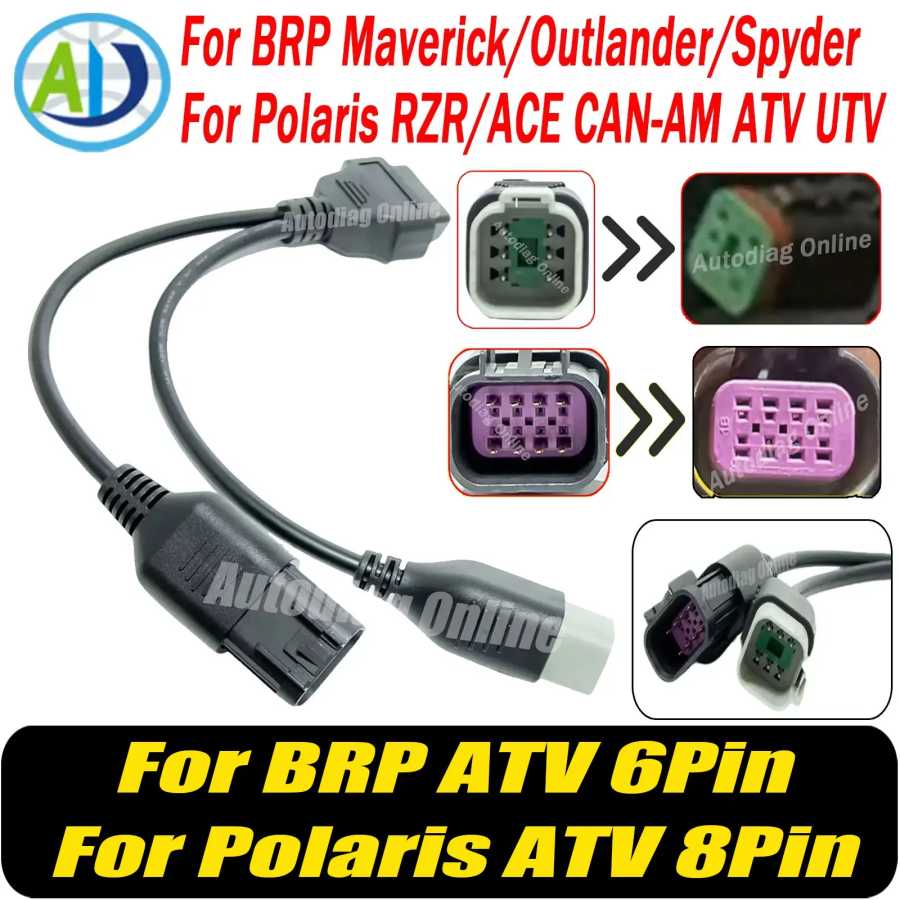Диагностический кабель OBD2 6+8Pin для BRP Maverick/Outlander/Spyder, Polaris RZR/ACE, CAN-AM ATV UTV, соединительный кабель для сканера OBDII Инструмент для ремонта автомобилей