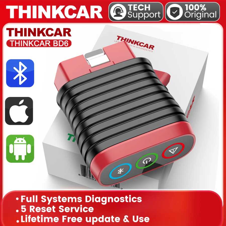 Пожизненно бесплатные обновления THINKCAR BD6 OBD2 сканер Bluetooth, диагностический инструмент для всех систем, 5 функций сброса для 120 марок автомобилей, совместимость с iOS и Android. Инструмент для ремонта автомобилей