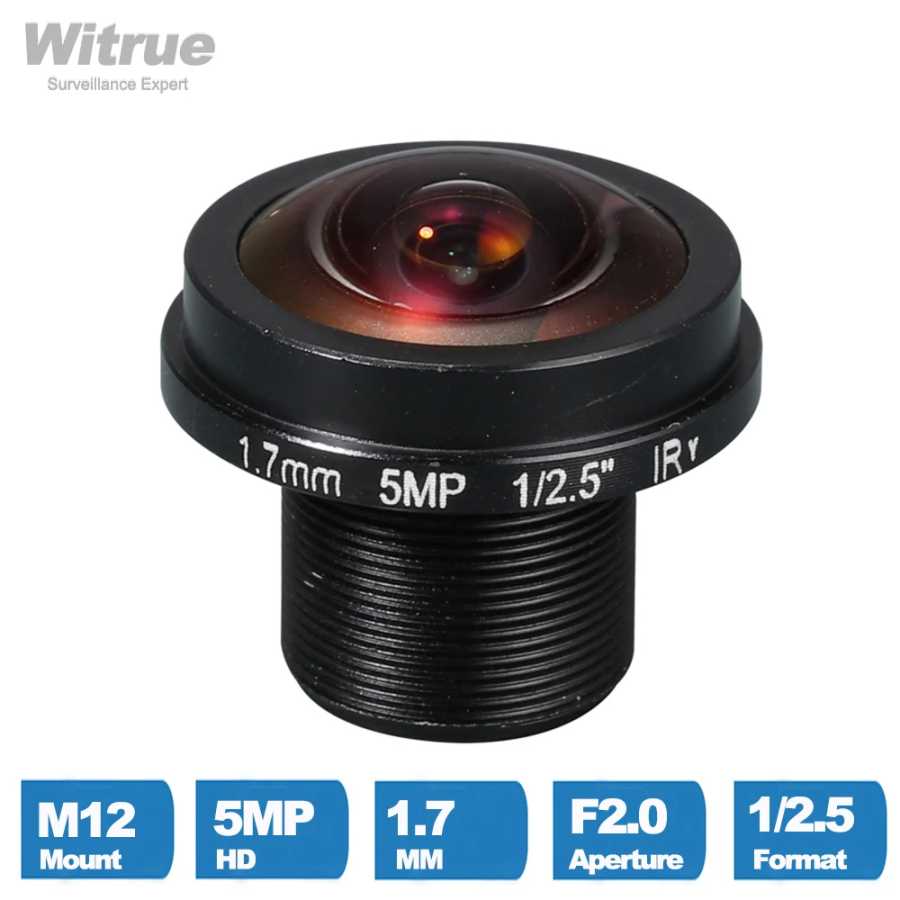 Witrue HD объектив для видеонаблюдения &laquo;рыбий глаз&raquo; 5 МП 1,7 мм M12 * 0,5 крепление 1/2,5 F2.0 180 градусов для IP-камер видеонаблюдения Видеонаблюдение