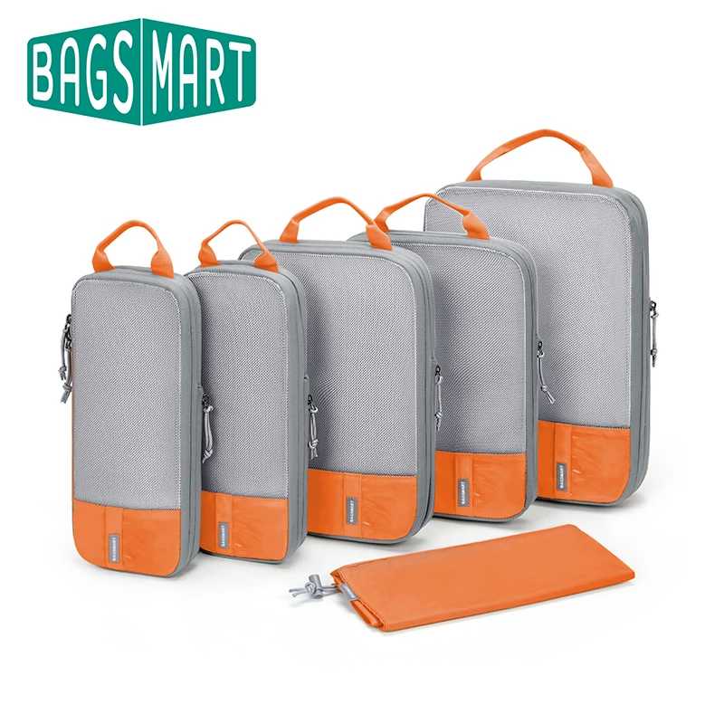 Компрессионные упаковочные кубики BAGSMART для путешествий-6/4/2, комплект, легкий прочный органайзер для багажа, сумки, предметы первой необходимости для путешествий Дорожные сумки