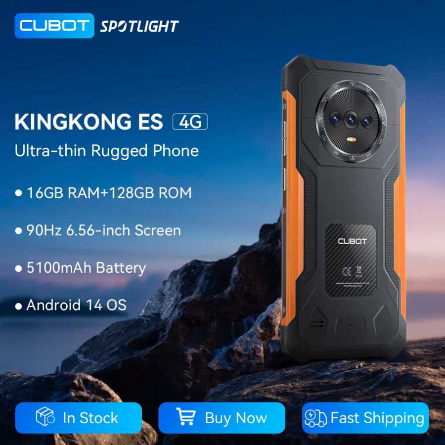 Ультратонкий прочный смартфон Android Cubot King Kong ES, экран 6,56 дюйма, 90 Гц, 16 ГБ ОЗУ (6 ГБ + 10 ГБ), 128 ГБ ПЗУ, камера 48 МП, телефон 4G Мобильные телефоны