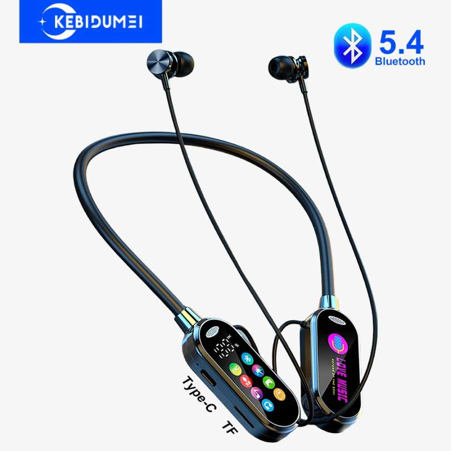 Наушники с цветным экраном Bluetooth 5,4, наушники с шейным ремешком, беспроводные гарнитуры, Hi-Fi стерео наушники с шумоподавлением для Live Xiaomi Портативное аудио и видео