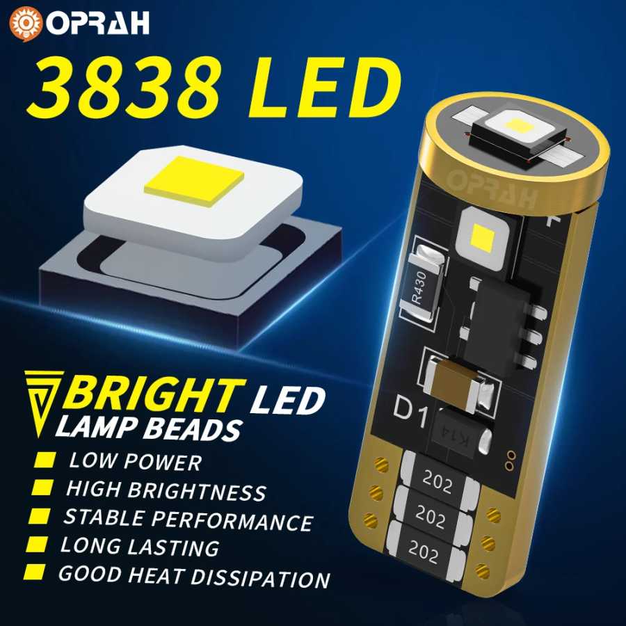 Фотография №2 товара Oprah 2 шт. светодиодные T10 W5W Canbus автомобильные фары без