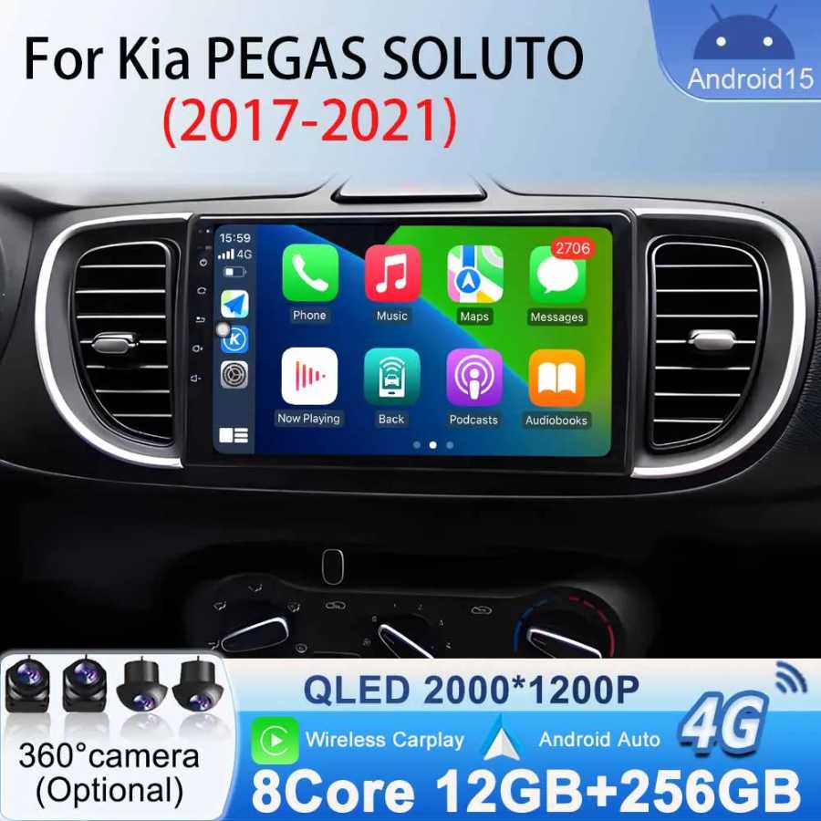 Авторадио Автомобильное радио для Kia Pegas Soluto 2017-2021 Мультимедиа Видео RDS WIFI GPS Навигация Стерео Carplay Auto 2Din Bluetooth Автоэлектроника
