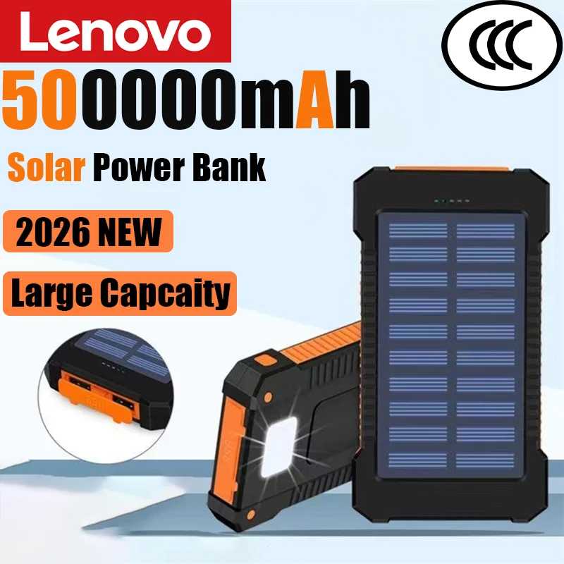 Солнечная батарея 500000 мАч Powerbank сверхбольшой емкости Супер быстрая зарядка Портативный мобильный фонарик Внешний аккумулятор Аксессуары для мобильных телефонов