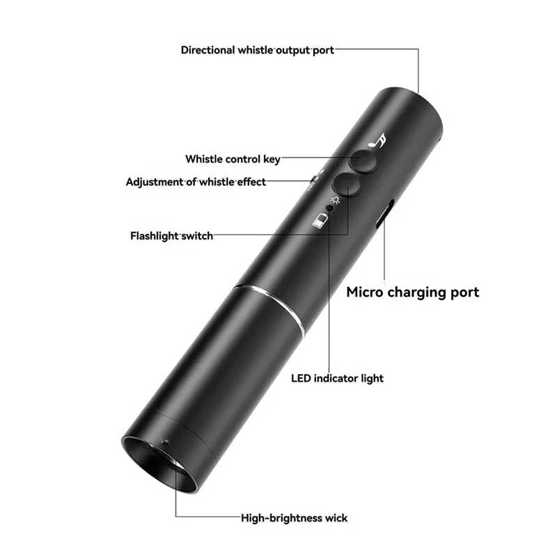 Фотография №4 товара M05K USB перезаряжаемый электронный свисток с фонариком, идеально подходит для