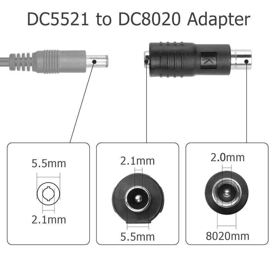 Фотография №4 товара Адаптер-переходник DC 5.5мм x 2.1мм (гнездо) на DC 8020 (штекер)