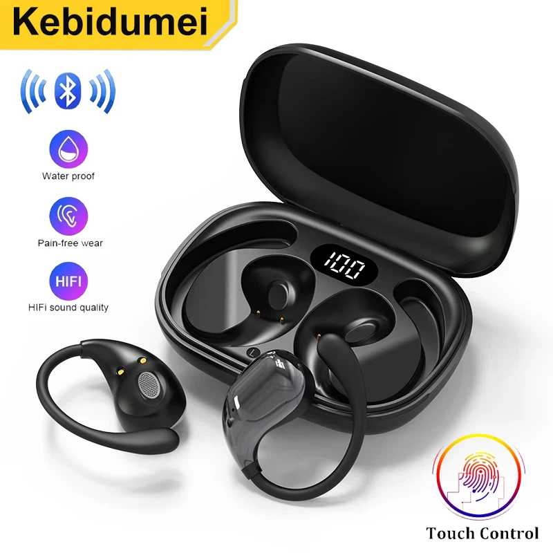 Беспроводные наушники Bluetooth 5.4 OWS HiFi Stereo с водонепроницаемым корпусом, креплением на ухо, микрофоном для громкой связи и шумоподавлением Портативное аудио и видео