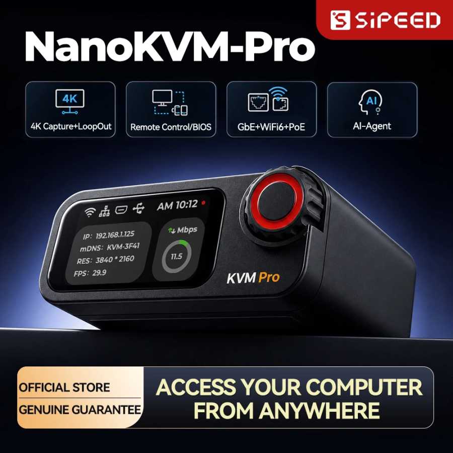 Sipeed NanoKVM-Pro PiKVM 4K IP-KVM GbE WiFi6 PoE Пульт дистанционного управления HomeLab Сервер NAS AI Агент HDMI второй экран светодиодная лента Компьютерные комплектующие