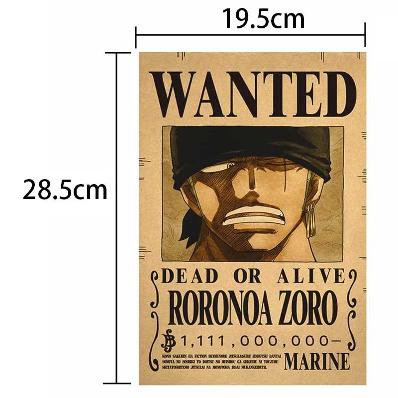 Фотография №1 товара 10 шт., аниме One Piece Luffy Wanted, винтажные постеры, набор