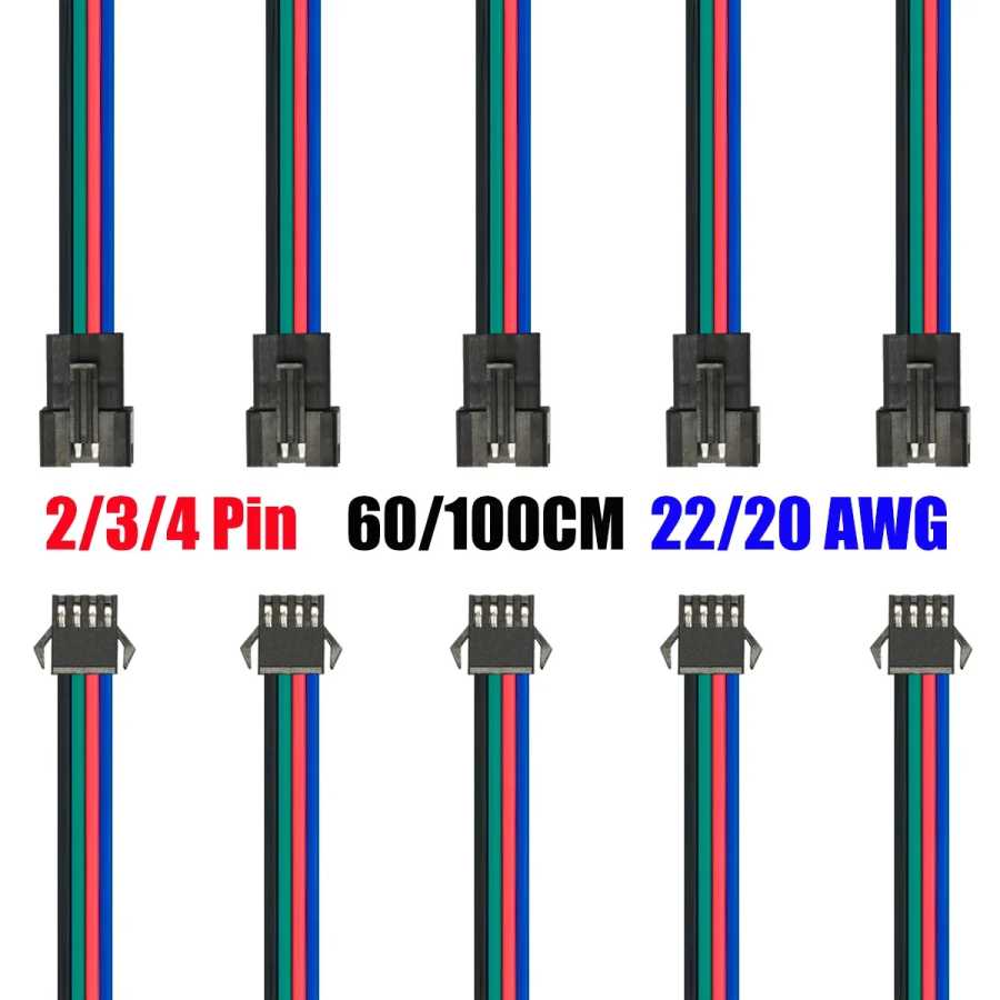 2 3 4-контактный разъем &laquo;папа-мама&raquo; кабельный разъем 22 20 AWG JST SM для RGB 5050 3528 светодиодная лента лампа видеонаблюдения лампа ленточная лампа Электрика