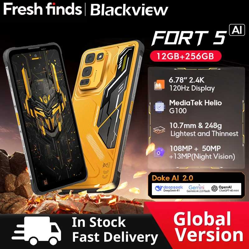 Смартфон Blackview Fort 5: защищенный корпус, 6,78-дюймовый 2.4K дисплей, флагманская камера 108 Мп, мощный динамик 2 Вт Мобильные телефоны