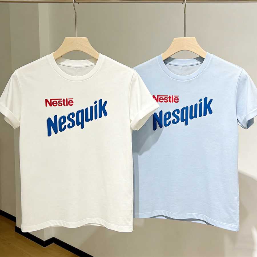 Футболка Nesquik Chocolate Milk в стиле Харадзюку с круглым вырезом и короткими рукавами, мужская и женская винтажная повседневная уличная одежда, футболка Y2K Футболки и майки