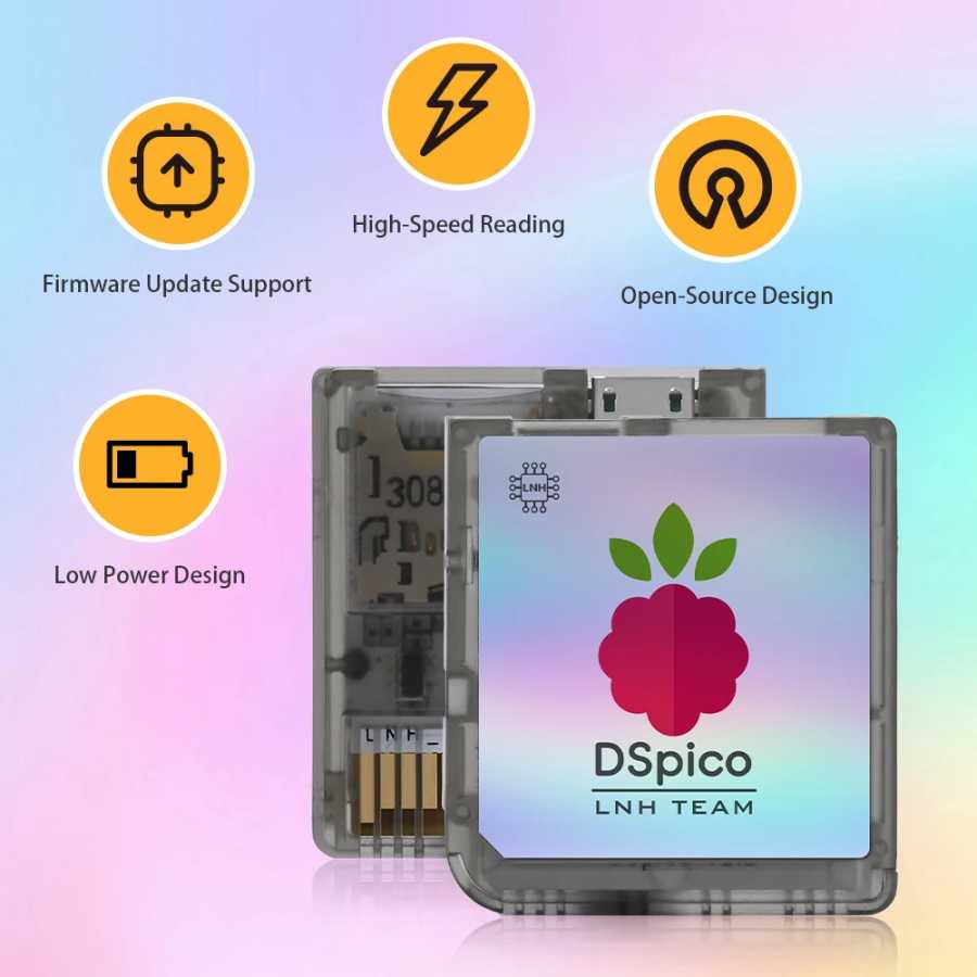 Фотография №4 товара Прозрачный матовый игровой ридер Chiscart MicroUSB DSpico RP2040 16 Мбит,