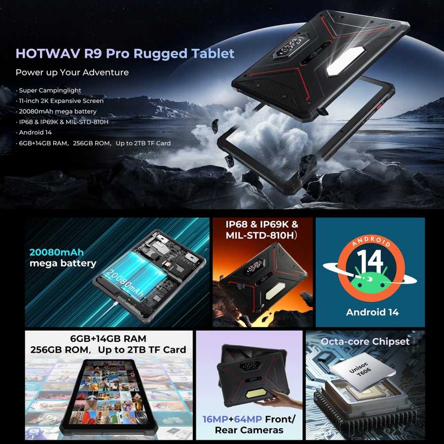 Фотография №1 товара Прочный планшет HOTWAV R9 Pro 11 дюймов, FHD+, батарея 20080