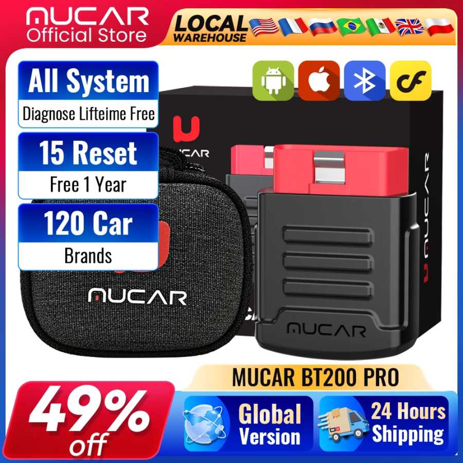 MUCAR BT200/BT200 Pro OBD2 сканер диагностический инструмент Bluetooth, полный системный автомобильный сканер бесплатный считыватель кодов сброса масла/SAS 15 для всех автомобилей Инструмент для ремонта автомобилей