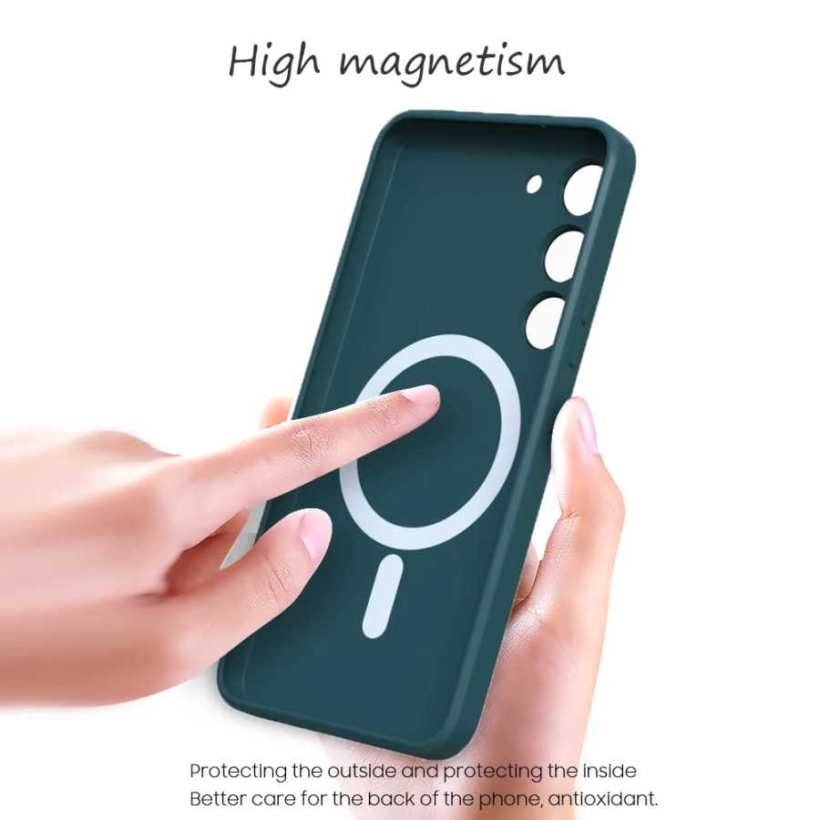 Фотография №1 товара Мягкий силиконовый магнитный чехол Magsafe для Samsung Galaxy S25, S24,